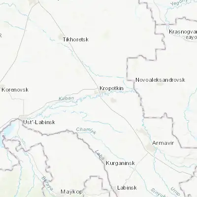 Map showing location of Novoukrainskoye (45.378330, 40.529720)