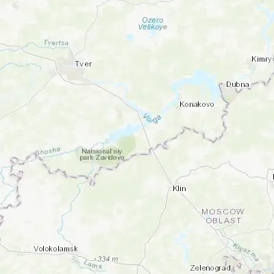 Map showing location of Novozavidovskiy (56.550000, 36.433330)