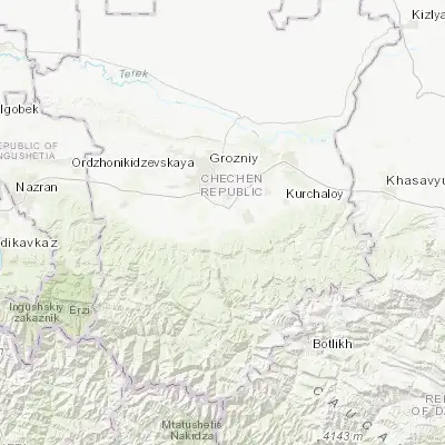 Map showing location of Novyye Atagi (43.135280, 45.773060)