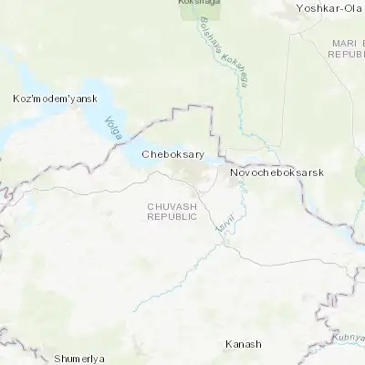 Map showing location of Novyye Lapsary (56.068500, 47.214200)