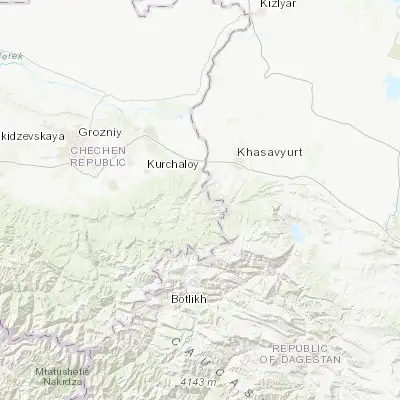 Map showing location of Nozhay-Yurt (43.092900, 46.378680)