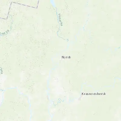 Map showing location of Nyrob (60.733000, 56.720240)