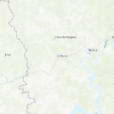 Map showing location of Ochër (57.890350, 54.720190)