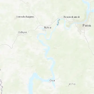 Map showing location of Okhansk (57.720300, 55.388200)