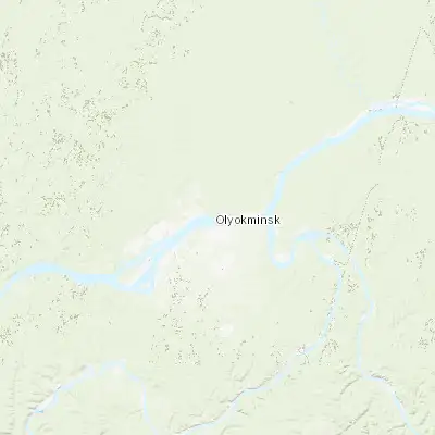 Map showing location of Olyokminsk (60.374300, 120.420300)
