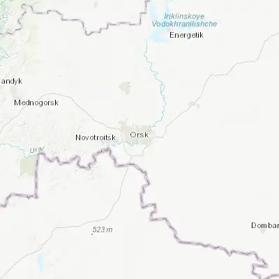 Map showing location of Orsk (51.204870, 58.566850)