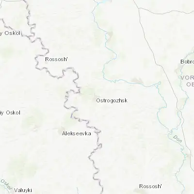 Map showing location of Ostrogozhsk (50.866400, 39.075610)