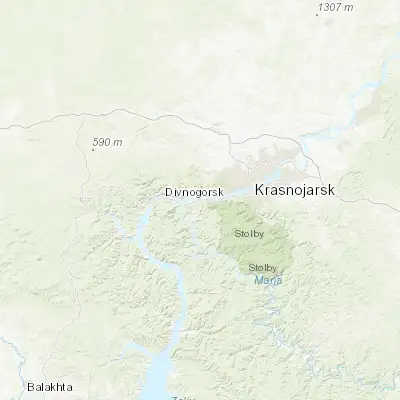 Map showing location of Ovsyanka (55.958300, 92.572000)
