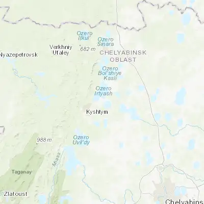 Map showing location of Ozersk (55.755560, 60.702780)