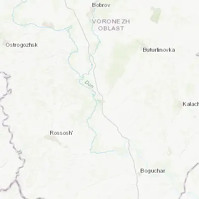 Map showing location of Pavlovsk (50.457780, 40.108060)