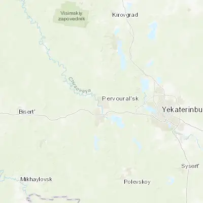 Map showing location of Pervouralsk (56.905280, 59.943610)