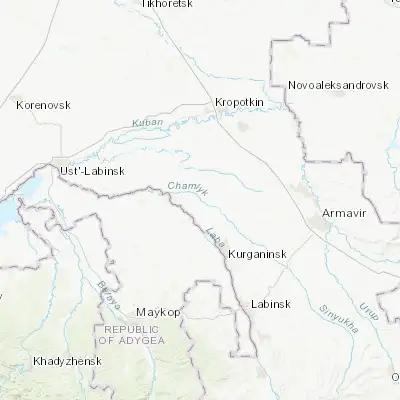Map showing location of Petropavlovskaya (45.081890, 40.451250)