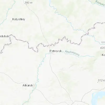 Map showing location of Petrovsk (52.306390, 45.391670)