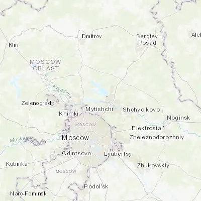 Map showing location of Pirogovskiy (55.978060, 37.733610)