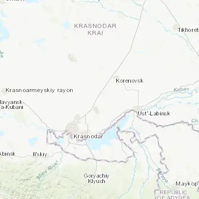 Map showing location of Plastunovskaya (45.294320, 39.265050)