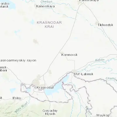 Map showing location of Platnirovskaya (45.395310, 39.384200)