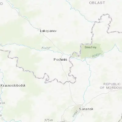 Map showing location of Pochinki (54.698750, 44.866780)