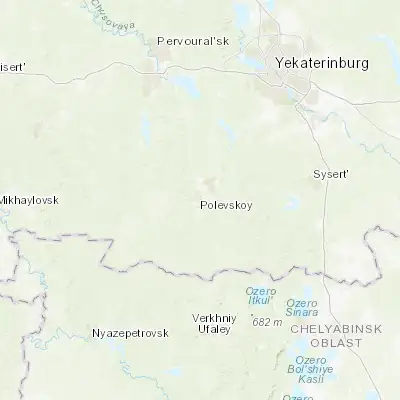 Map showing location of Polevskoy (56.442220, 60.187780)