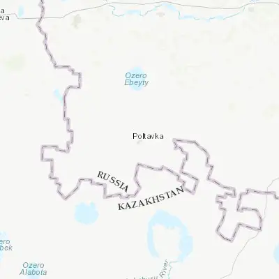 Map showing location of Poltavka (54.366290, 71.763190)