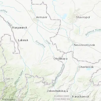 Map showing location of Poputnaya (44.512500, 41.439200)