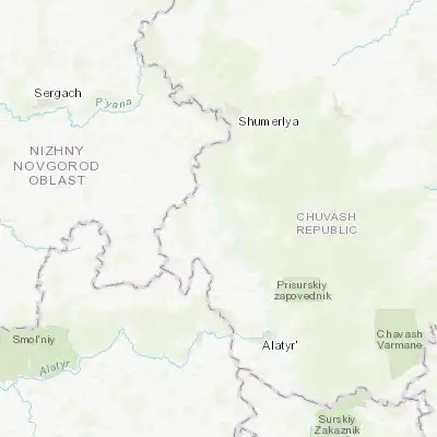 Map showing location of Poretskoye (55.197420, 46.329080)
