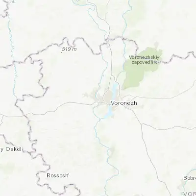 Map showing location of Pridonskoy (51.682600, 39.067600)