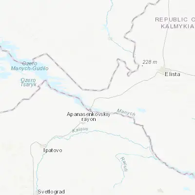 Map showing location of Priyutnoye (46.101110, 43.507220)