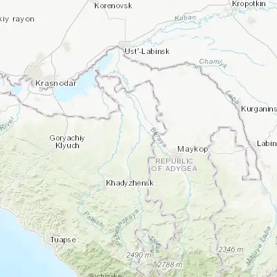 Map showing location of Pshekhskaya (44.695970, 39.796650)