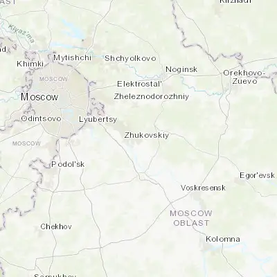 Map showing location of Ramenskoye (55.566940, 38.230280)