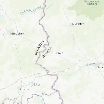 Map showing location of Rudnya (54.946980, 31.093400)