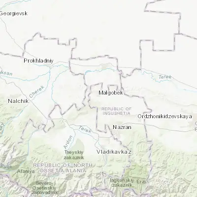 Map showing location of Sagopshi (43.485150, 44.590630)
