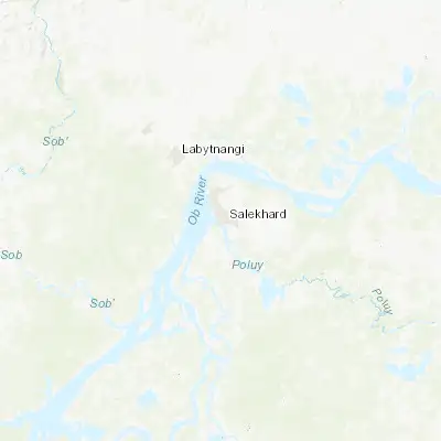 Map showing location of Salekhard (66.530000, 66.601940)