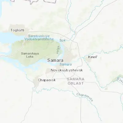 Map showing location of Samara (53.200070, 50.150000)