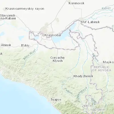 Map showing location of Saratovskaya (44.707520, 39.221560)