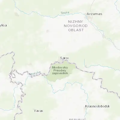 Map showing location of Sarov (54.935830, 43.323520)