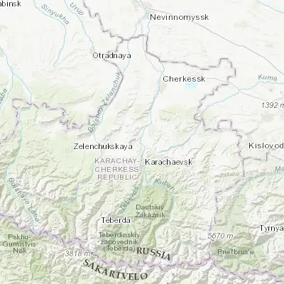 Map showing location of Sary-Tyuz (43.901810, 41.895230)
