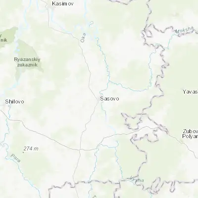 Map showing location of Sasovo (54.353690, 41.919860)