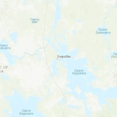Map showing location of Segezha (63.741470, 34.322180)