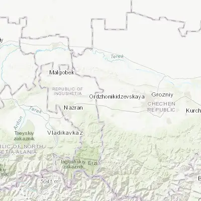 Map showing location of Sernovodsk (43.312770, 45.159690)