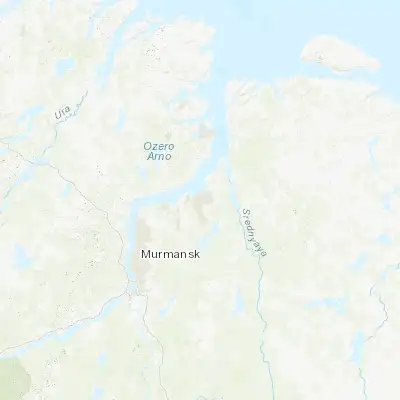 Map showing location of Severomorsk (69.068890, 33.416220)