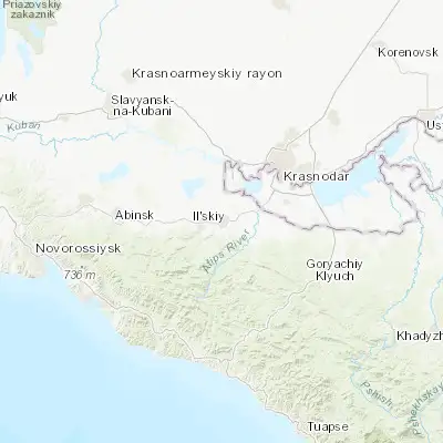 Map showing location of Severskaya (44.854070, 38.676860)