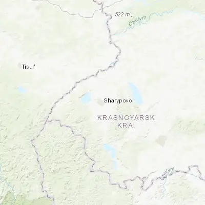 Map showing location of Sharypovo (55.540280, 89.200830)