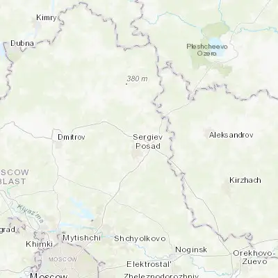 Map showing location of Skoropuskovskiy (56.366670, 38.166670)