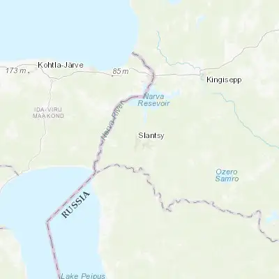 Map showing location of Slantsy (59.118170, 28.091370)