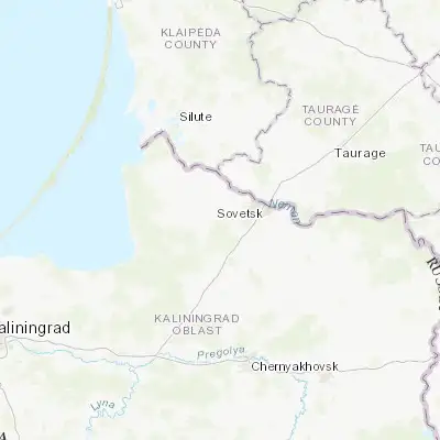 Map showing location of Slavsk (55.042500, 21.677040)
