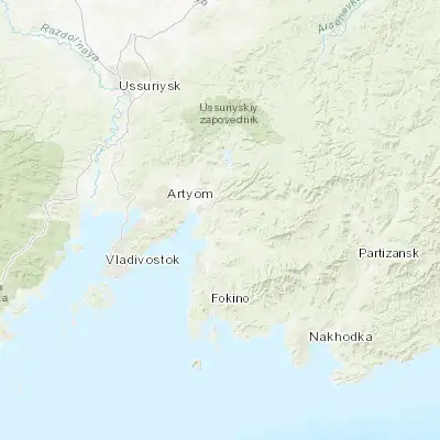Map showing location of Smolyaninovo (43.288010, 132.455860)