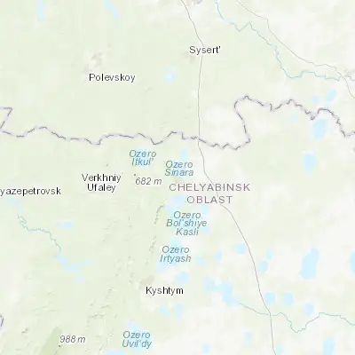Map showing location of Snezhinsk (56.085000, 60.731390)