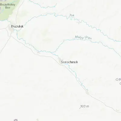 Map showing location of Sorochinsk (52.433800, 53.158300)