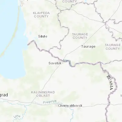 Map showing location of Sovetsk (55.083920, 21.878510)