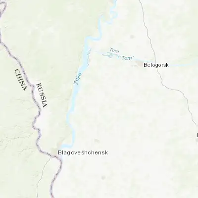 Map showing location of Srednebelaya (50.658540, 128.009320)